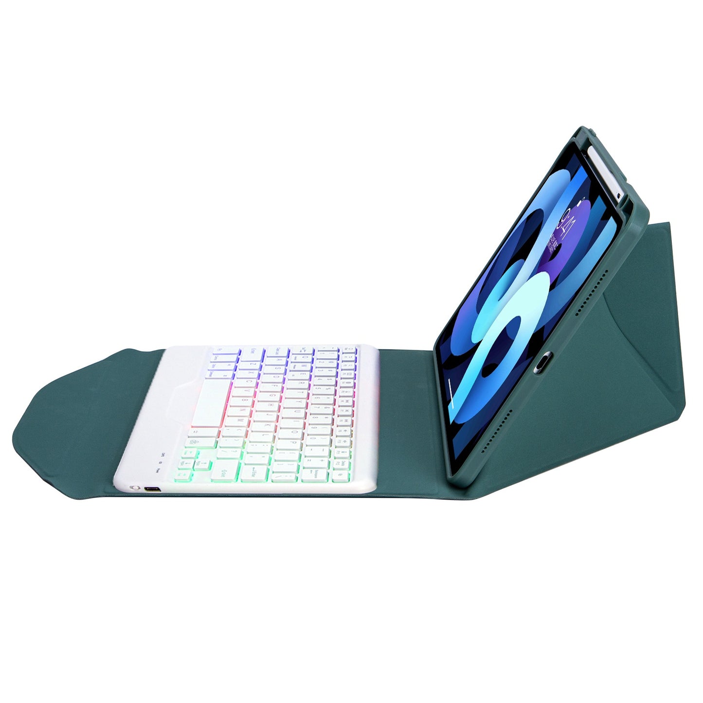 Z098BS For iPad Air (2020)/(2022) Detachable Bluetooth Keyboard with 3-Color Backlit Protective Cover Anti-Drop Tablet Case with Pencil Slot
