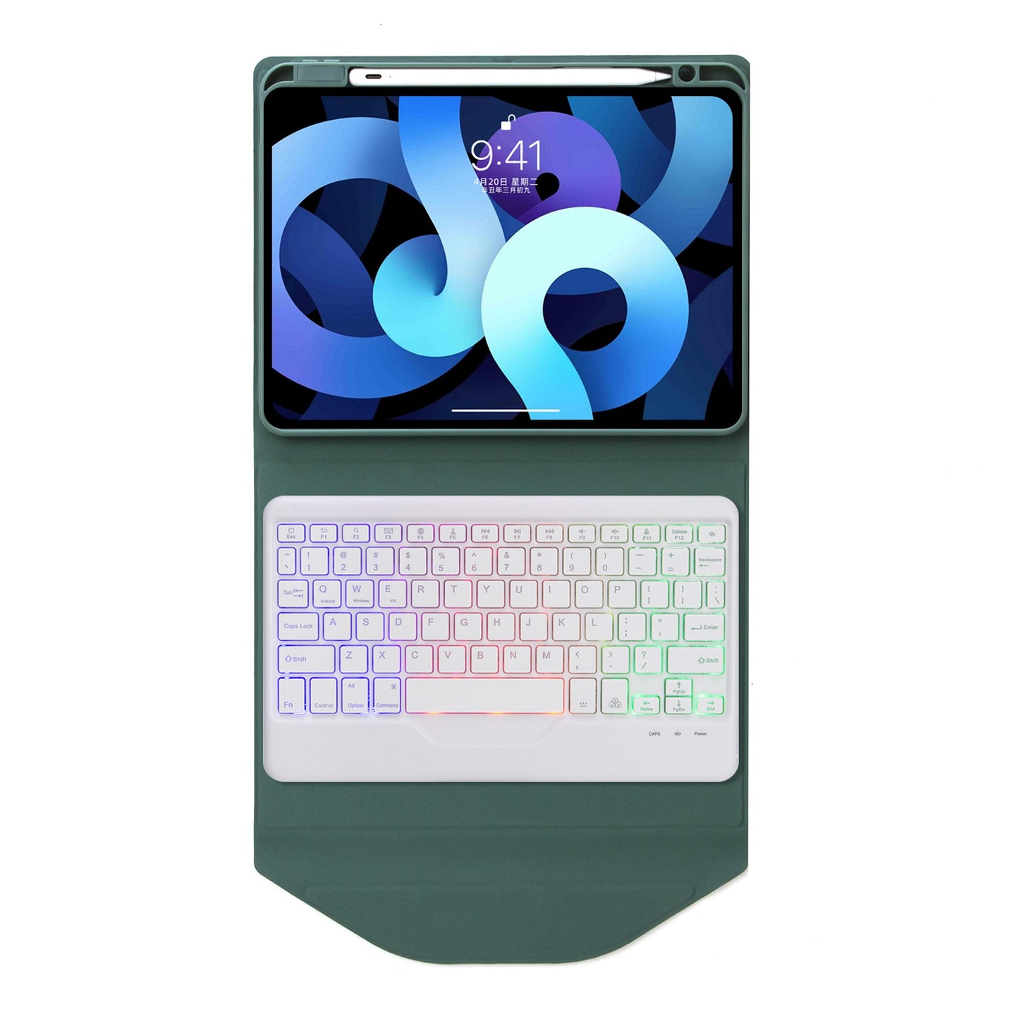 Z098BS For iPad Air (2020)/(2022) Detachable Bluetooth Keyboard with 3-Color Backlit Protective Cover Anti-Drop Tablet Case with Pencil Slot