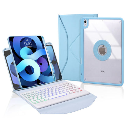 Z098BS For iPad Air (2020)/(2022) Detachable Bluetooth Keyboard with 3-Color Backlit Protective Cover Anti-Drop Tablet Case with Pencil Slot