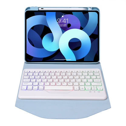 Z098BS For iPad Air (2020)/(2022) Detachable Bluetooth Keyboard with 3-Color Backlit Protective Cover Anti-Drop Tablet Case with Pencil Slot