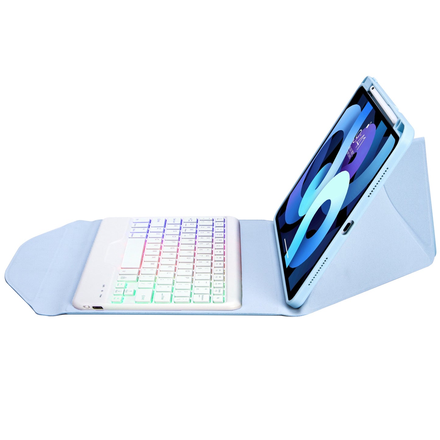 Z098BS For iPad Air (2020)/(2022) Detachable Bluetooth Keyboard with 3-Color Backlit Protective Cover Anti-Drop Tablet Case with Pencil Slot