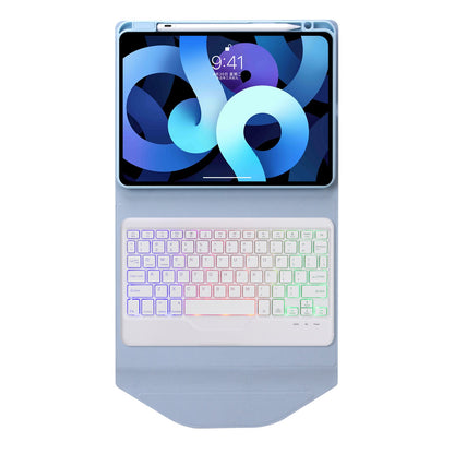 Z098BS For iPad Air (2020)/(2022) Detachable Bluetooth Keyboard with 3-Color Backlit Protective Cover Anti-Drop Tablet Case with Pencil Slot