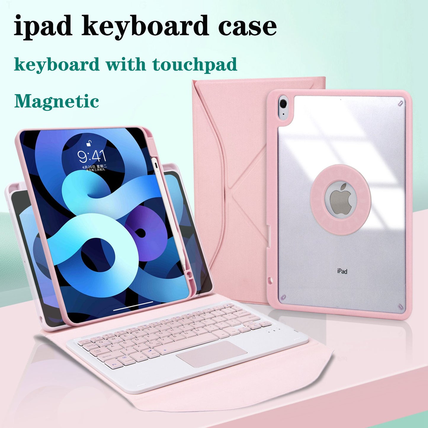 Z098B-A For iPad Air (2020)/(2022) Wireless BT Keyboard Case with TouchPad Scratch-Proof Protective Cover Tablet Case with Pencil Slot