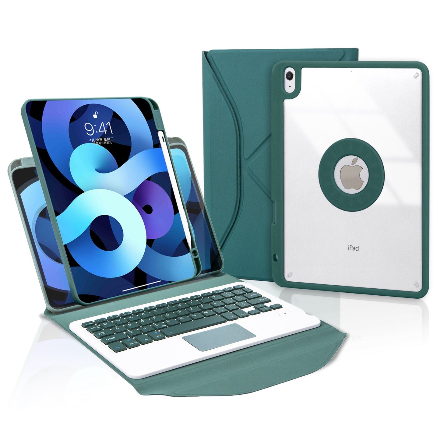 Z098B-A For iPad Air (2020)/(2022) Wireless BT Keyboard Case with TouchPad Scratch-Proof Protective Cover Tablet Case with Pencil Slot