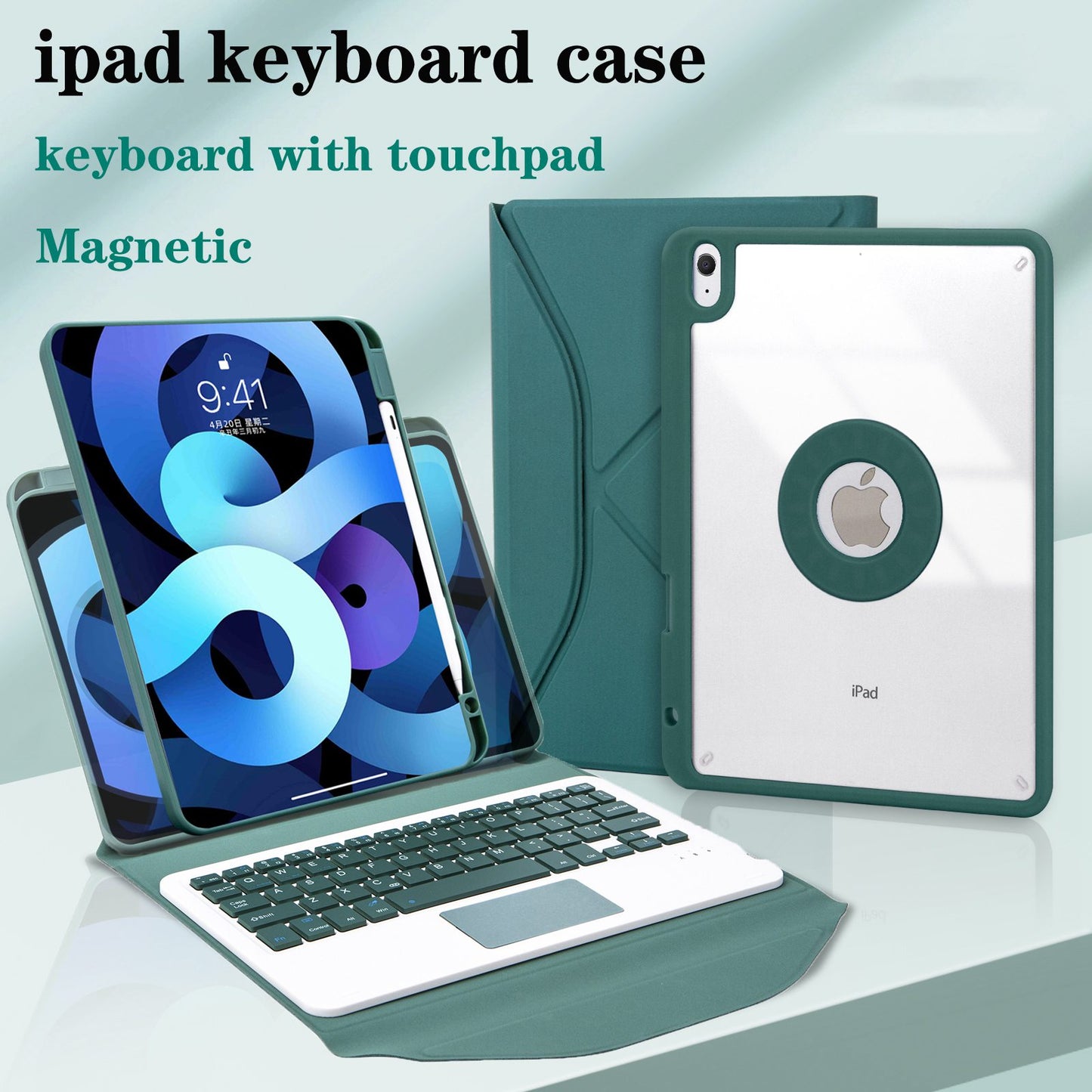 Z098B-A For iPad Air (2020)/(2022) Wireless BT Keyboard Case with TouchPad Scratch-Proof Protective Cover Tablet Case with Pencil Slot