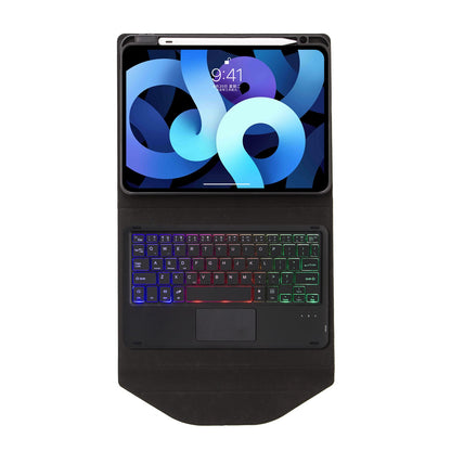 Z098B-AS For iPad Air (2020)/(2022) 3-Color Backlit Bluetooth Keyboard Case with TouchPad Anti-Drop Protective Cover Pencil Slot Design Tablet Case