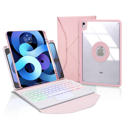 Z098B-AS For iPad Air (2020)/(2022) 3-Color Backlit Bluetooth Keyboard Case with TouchPad Anti-Drop Protective Cover Pencil Slot Design Tablet Case