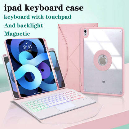 Z098B-AS For iPad Air (2020)/(2022) 3-Color Backlit Bluetooth Keyboard Case with TouchPad Anti-Drop Protective Cover Pencil Slot Design Tablet Case