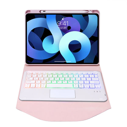 Z098B-AS For iPad Air (2020)/(2022) 3-Color Backlit Bluetooth Keyboard Case with TouchPad Anti-Drop Protective Cover Pencil Slot Design Tablet Case