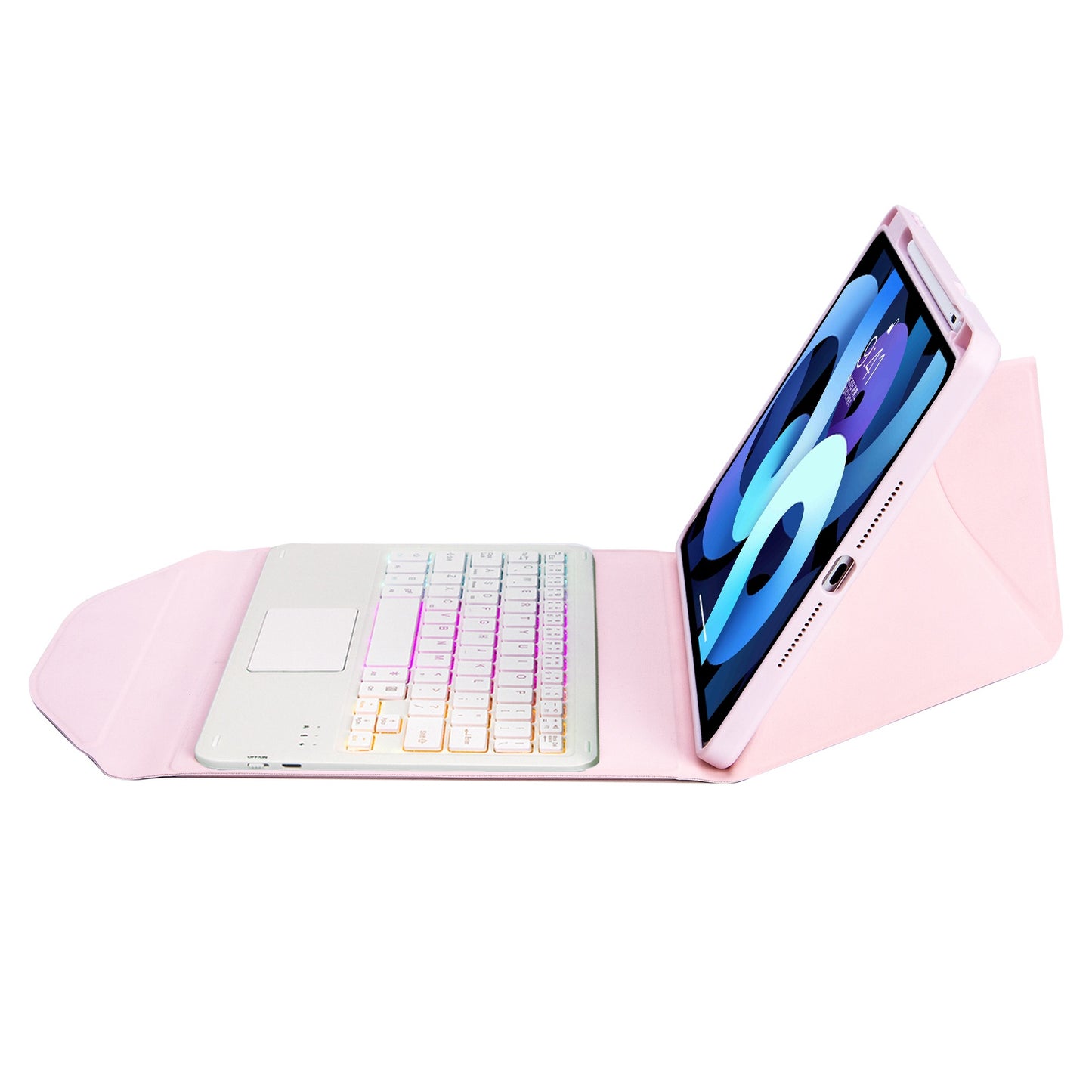 Z098B-AS For iPad Air (2020)/(2022) 3-Color Backlit Bluetooth Keyboard Case with TouchPad Anti-Drop Protective Cover Pencil Slot Design Tablet Case