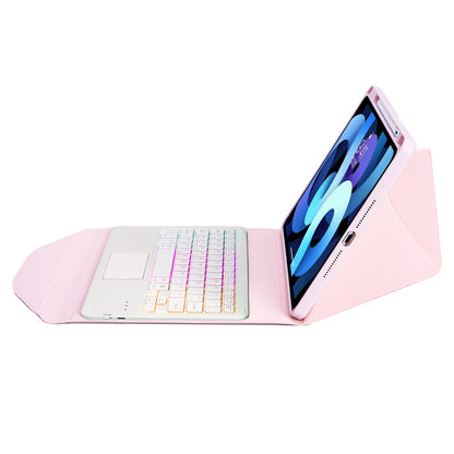Z098B-AS For iPad Air (2020)/(2022) 3-Color Backlit Bluetooth Keyboard Case with TouchPad Anti-Drop Protective Cover Pencil Slot Design Tablet Case