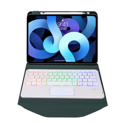 Z098B-AS For iPad Air (2020)/(2022) 3-Color Backlit Bluetooth Keyboard Case with TouchPad Anti-Drop Protective Cover Pencil Slot Design Tablet Case