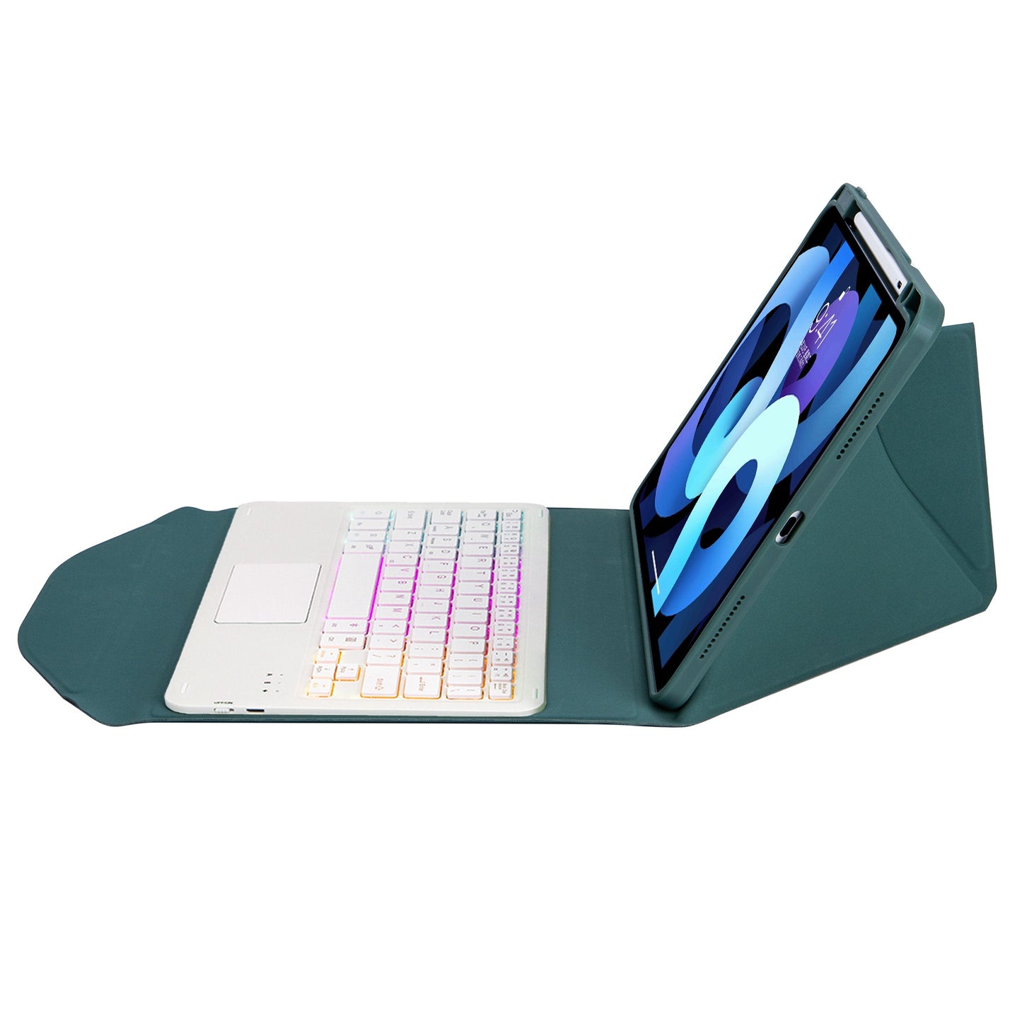 Z098B-AS For iPad Air (2020)/(2022) 3-Color Backlit Bluetooth Keyboard Case with TouchPad Anti-Drop Protective Cover Pencil Slot Design Tablet Case