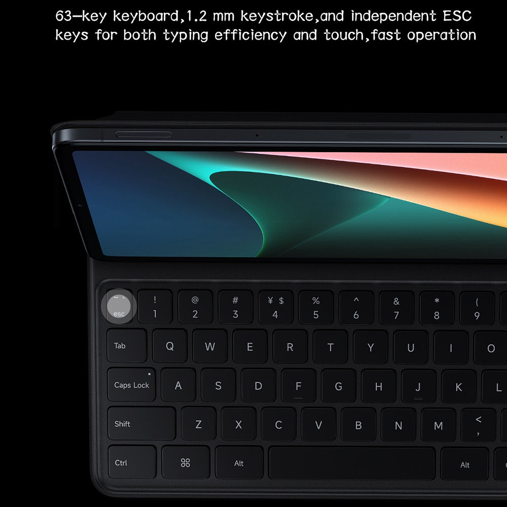 For Xiaomi Pad 5 / Pad 5 Pro, 63-Key Magnetic Keyboard Case Shockproof Stand Leather Cover Tablet Protective Case
