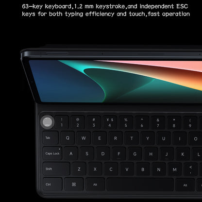 For Xiaomi Pad 5 / Pad 5 Pro, 63-Key Magnetic Keyboard Case Shockproof Stand Leather Cover Tablet Protective Case
