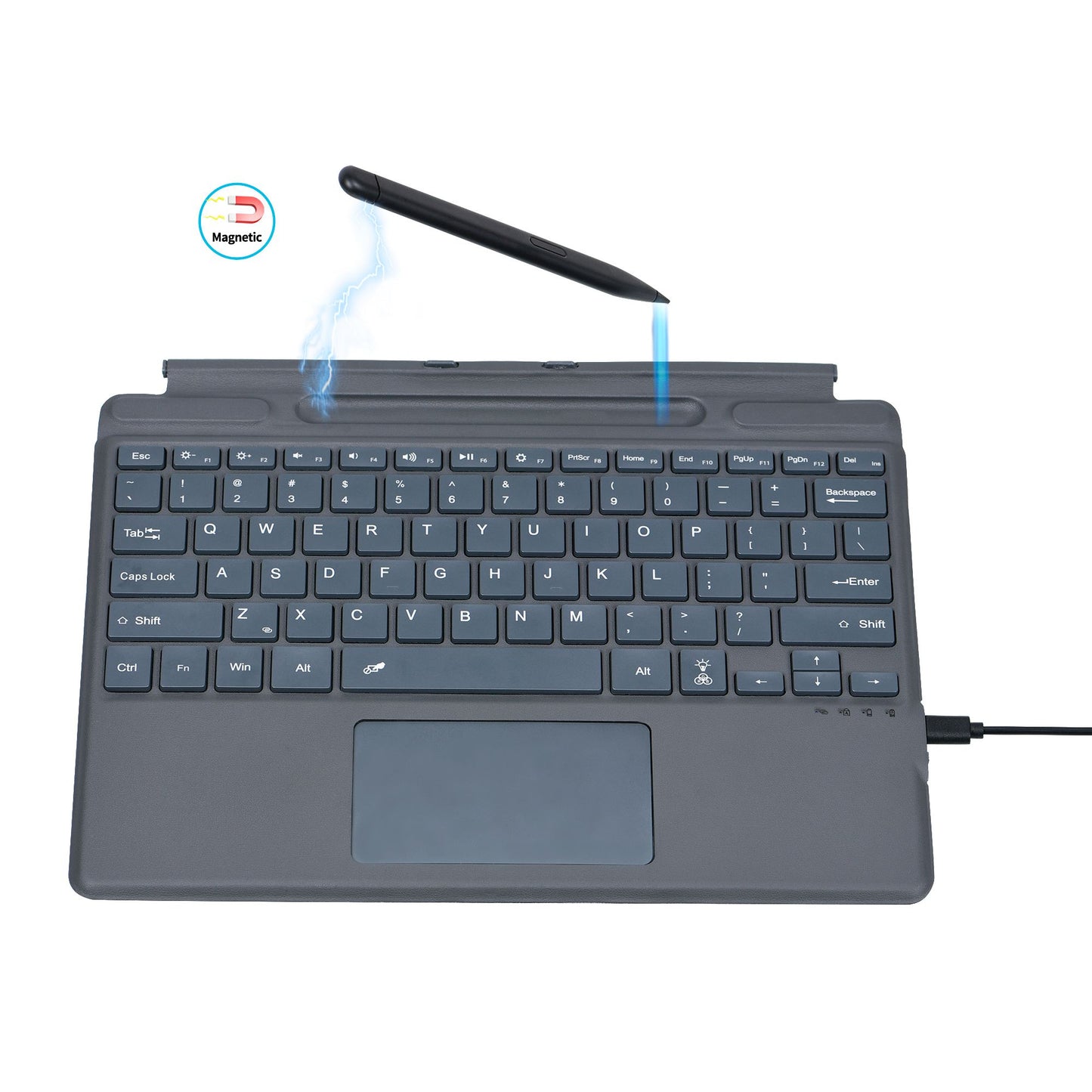 2089D for Microsoft Surface Pro 8 / X Magnetic Adsorption Colorful Light Bluetooth Wireless Keyboard with Touchpad