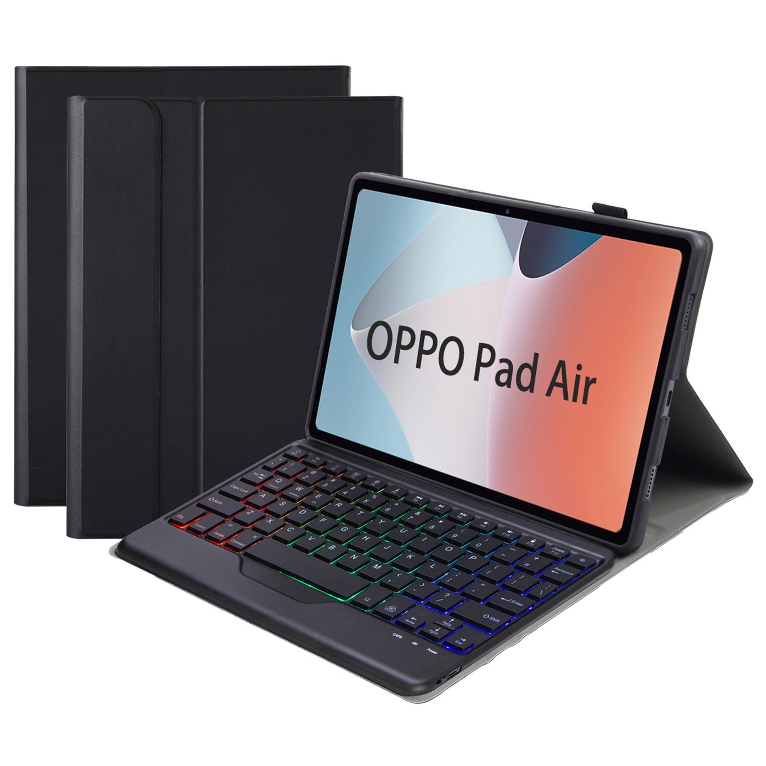 OP12-BS For Oppo Pad Air 10.4-inch PU Leather+TPU Protective Case with 3-Color Backlit Bluetooth Keyboard