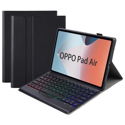 OP12-BS For Oppo Pad Air 10.4-inch PU Leather+TPU Protective Case with 3-Color Backlit Bluetooth Keyboard