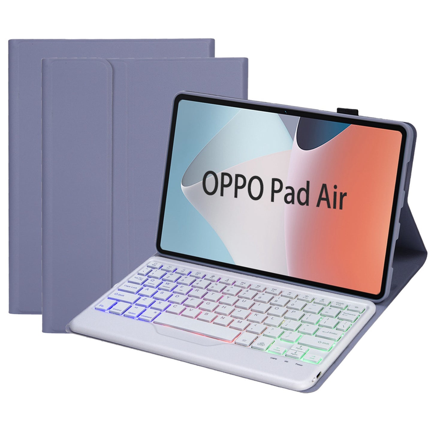 OP12-BS For Oppo Pad Air 10.4-inch PU Leather+TPU Protective Case with 3-Color Backlit Bluetooth Keyboard