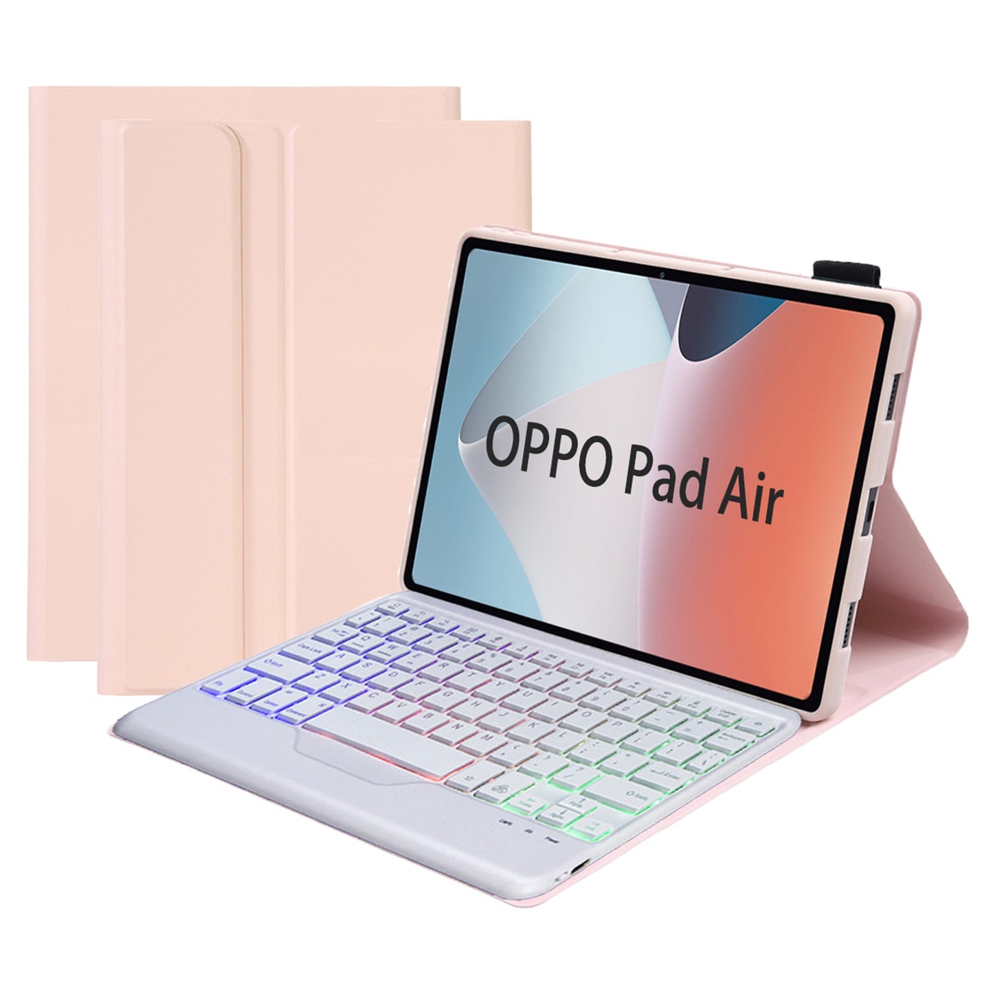OP12-BS For Oppo Pad Air 10.4-inch PU Leather+TPU Protective Case with 3-Color Backlit Bluetooth Keyboard