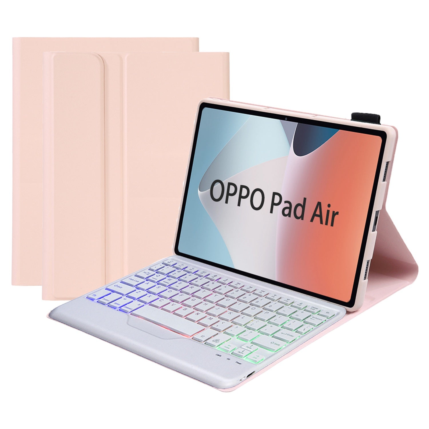 OP12-BS For Oppo Pad Air 10.4-inch PU Leather+TPU Protective Case with 3-Color Backlit Bluetooth Keyboard