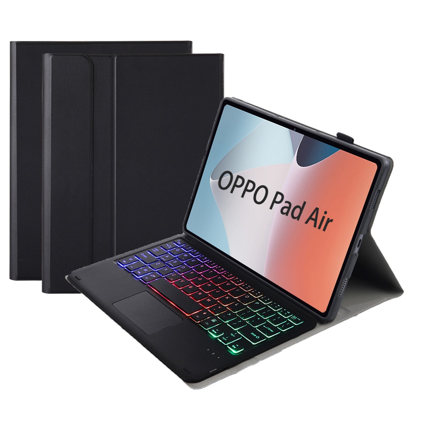 OP12-AS For Oppo Pad Air 10.4-inch PU Leather Anti-Scratch Case 3-Color Backlit Bluetooth Keyboard with TouchPad