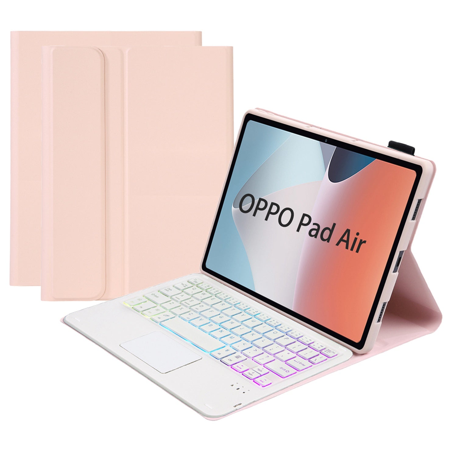 OP12-AS For Oppo Pad Air 10.4-inch PU Leather Anti-Scratch Case 3-Color Backlit Bluetooth Keyboard with TouchPad