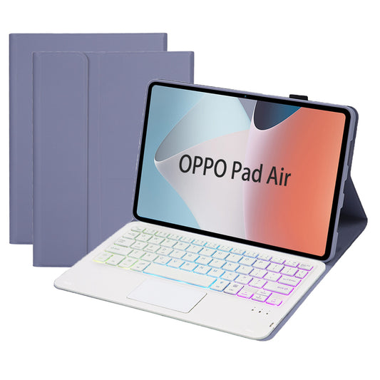 OP12-AS For Oppo Pad Air 10.4-inch PU Leather Anti-Scratch Case 3-Color Backlit Bluetooth Keyboard with TouchPad