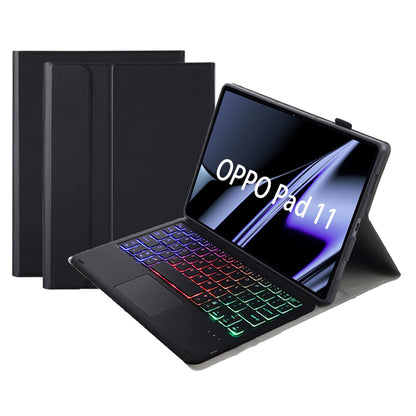 OP11-AS For Oppo Pad 11-inch PU Leather Protective Case + Detachable Bluetooth Keyboard with 3-Color Backlit  / TouchPad