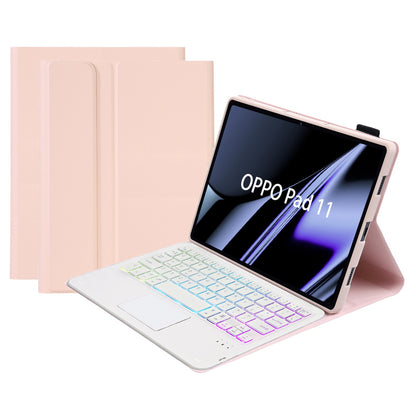 OP11-AS For Oppo Pad 11-inch PU Leather Protective Case + Detachable Bluetooth Keyboard with 3-Color Backlit  / TouchPad