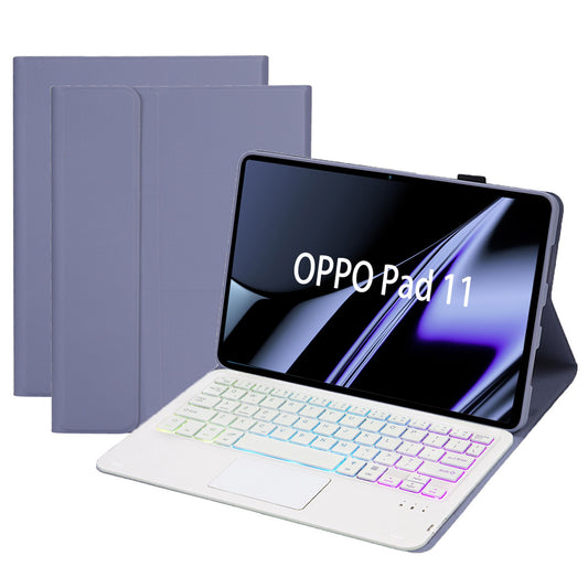 OP11-AS For Oppo Pad 11-inch PU Leather Protective Case + Detachable Bluetooth Keyboard with 3-Color Backlit  / TouchPad