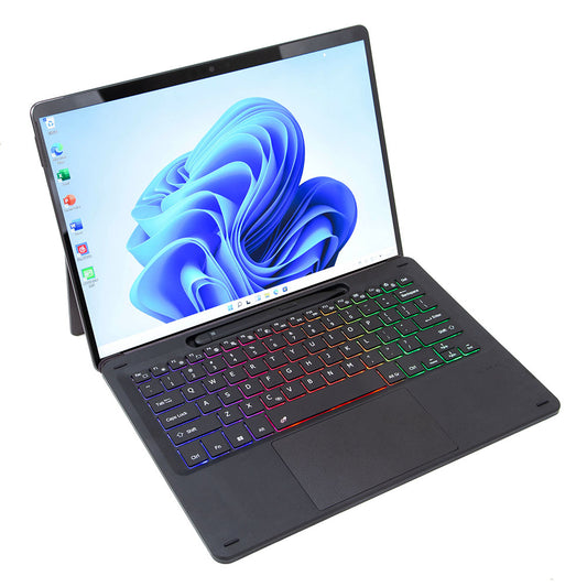 KF17S For Microsoft Surface Pro 8 / Pro X, Bluetooth Keyboard with TouchPad / Pencil Holder 3-Color Backlit Wireless Keyboard