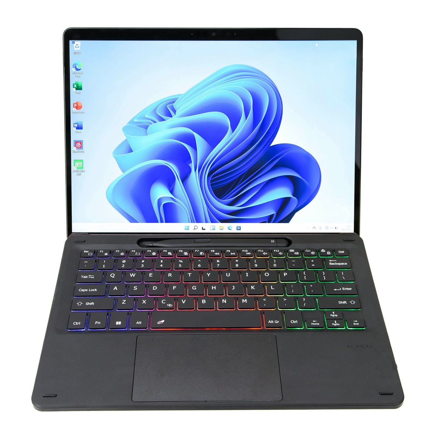 KF17S For Microsoft Surface Pro 8 / Pro X, Bluetooth Keyboard with TouchPad / Pencil Holder 3-Color Backlit Wireless Keyboard