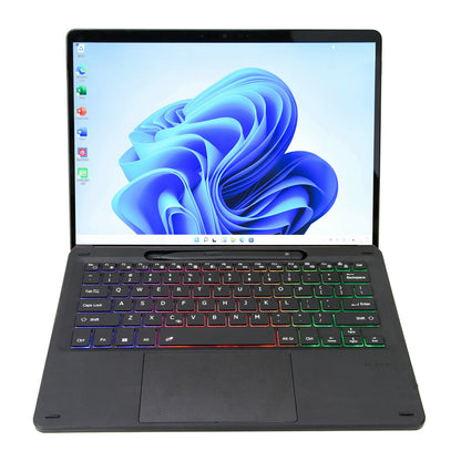 KF17S For Microsoft Surface Pro 8 / Pro X, Bluetooth Keyboard with TouchPad / Pencil Holder 3-Color Backlit Wireless Keyboard