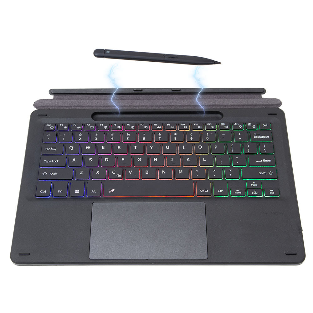 KF17S For Microsoft Surface Pro 8 / Pro X, Bluetooth Keyboard with TouchPad / Pencil Holder 3-Color Backlit Wireless Keyboard