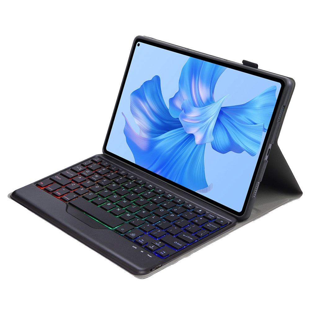 AHW12-BS For Huawei MatePad Pro 11 (2022) Leather Stand Cover Protective Case with Detachable Tri-color Backlight Bluetooth Keyboard