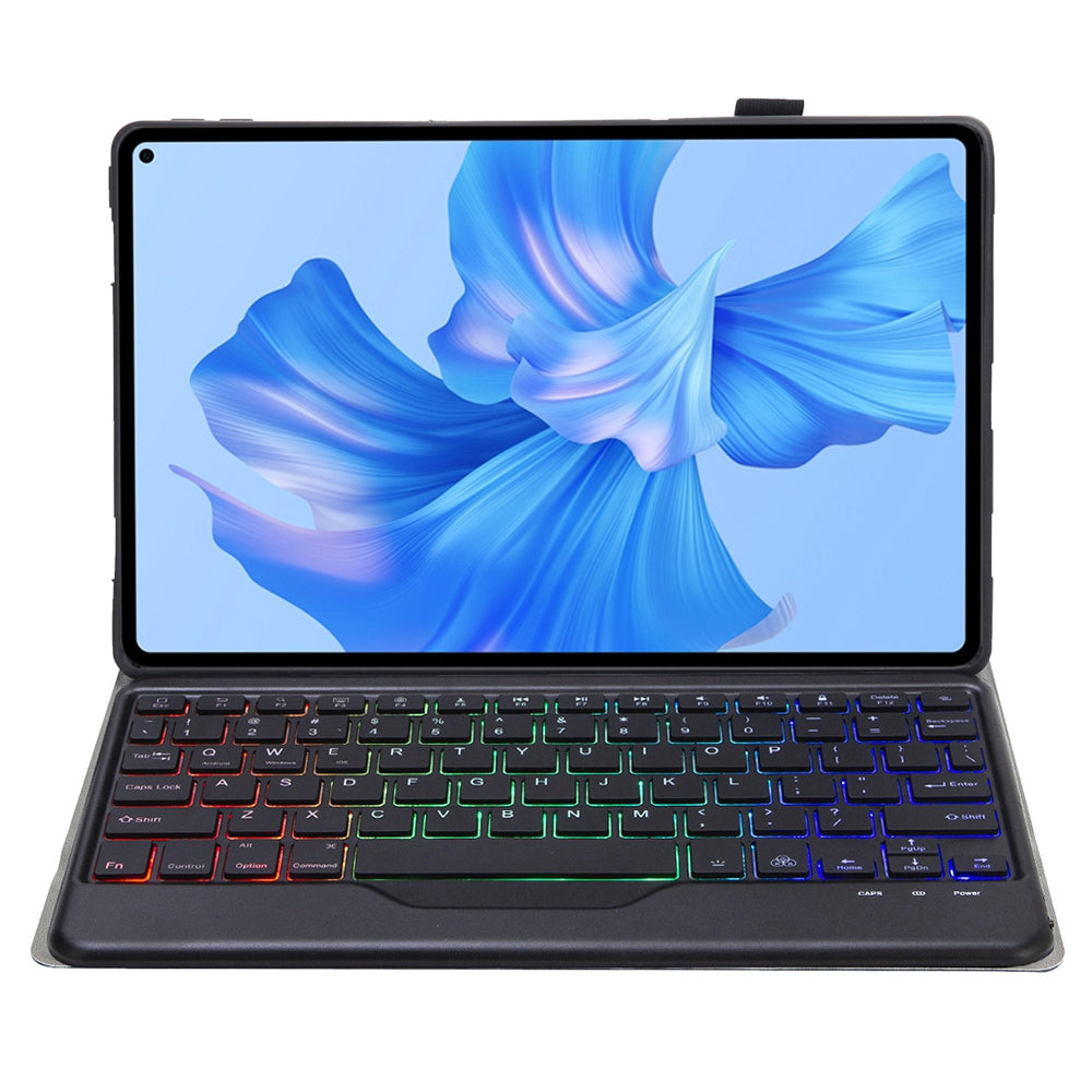 AHW12-BS For Huawei MatePad Pro 11 (2022) Leather Stand Cover Protective Case with Detachable Tri-color Backlight Bluetooth Keyboard