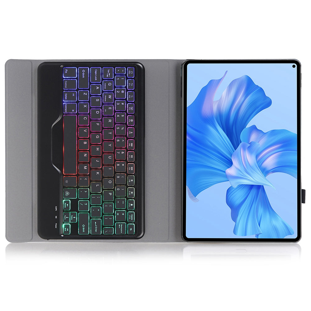 AHW12-BS For Huawei MatePad Pro 11 (2022) Leather Stand Cover Protective Case with Detachable Tri-color Backlight Bluetooth Keyboard