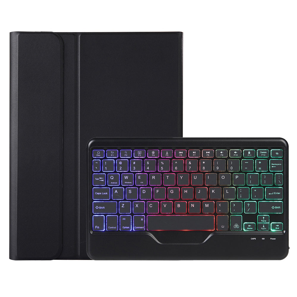 AHW12-BS For Huawei MatePad Pro 11 (2022) Leather Stand Cover Protective Case with Detachable Tri-color Backlight Bluetooth Keyboard