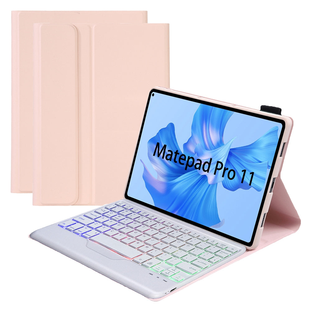 AHW12-BS For Huawei MatePad Pro 11 (2022) Leather Stand Cover Protective Case with Detachable Tri-color Backlight Bluetooth Keyboard