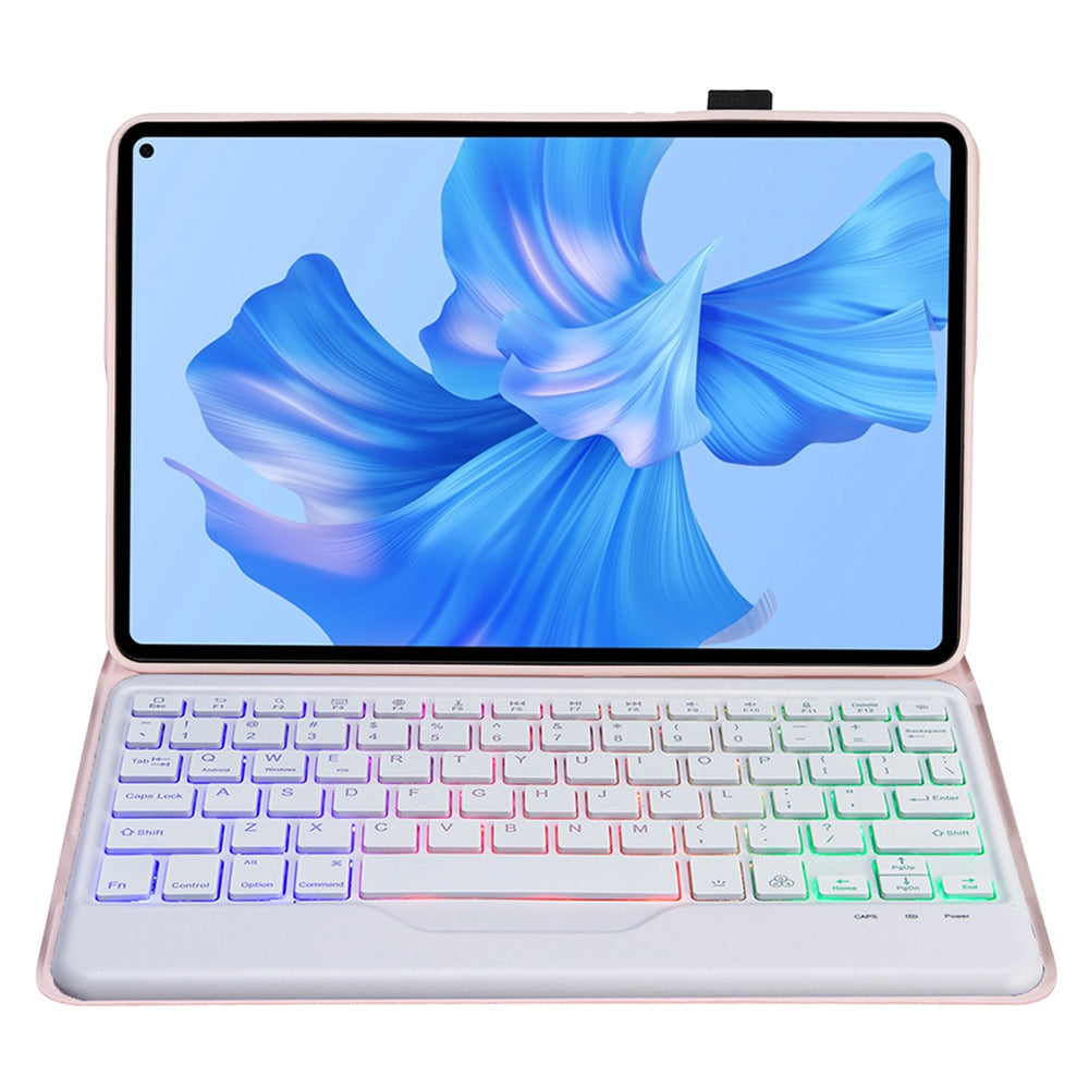 AHW12-BS For Huawei MatePad Pro 11 (2022) Leather Stand Cover Protective Case with Detachable Tri-color Backlight Bluetooth Keyboard