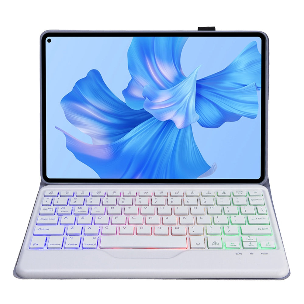 AHW12-BS For Huawei MatePad Pro 11 (2022) Leather Stand Cover Protective Case with Detachable Tri-color Backlight Bluetooth Keyboard
