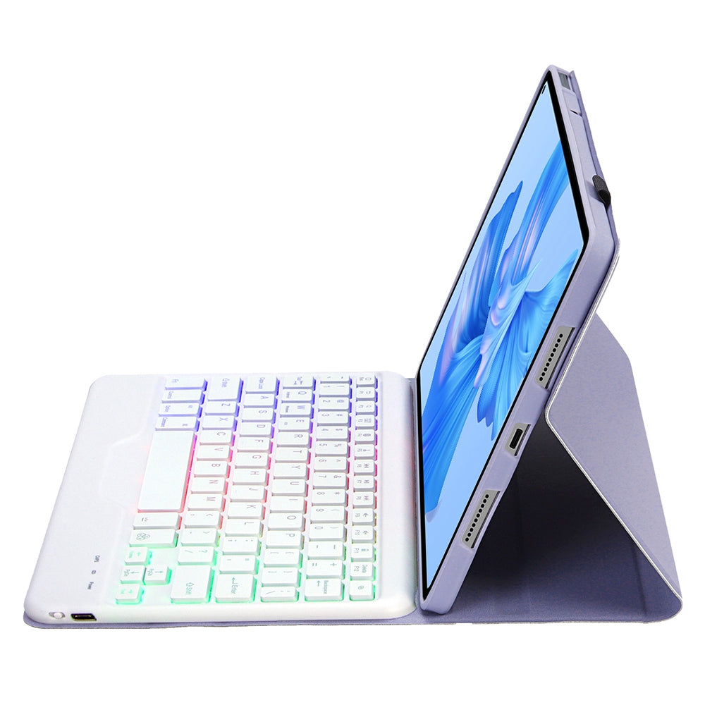 AHW12-BS For Huawei MatePad Pro 11 (2022) Leather Stand Cover Protective Case with Detachable Tri-color Backlight Bluetooth Keyboard