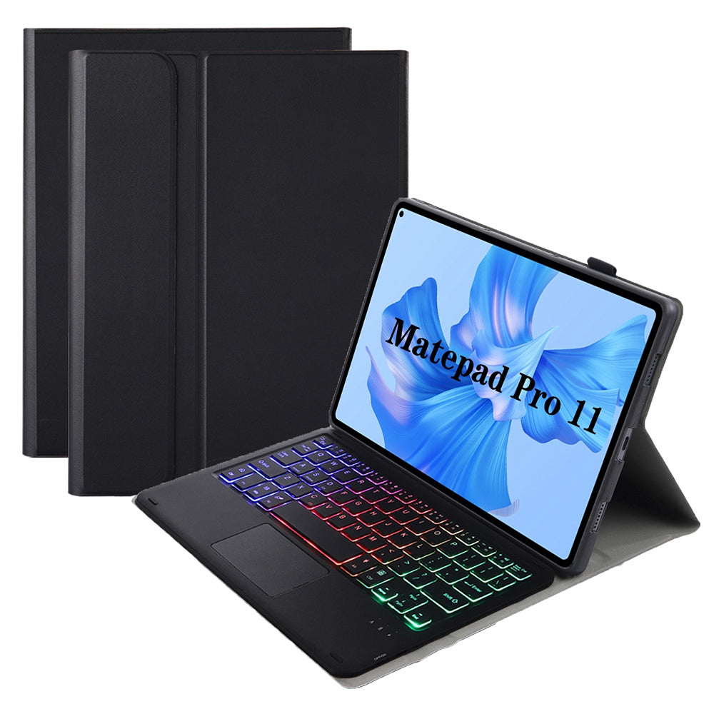 AHW12-AS For Huawei MatePad Pro 11 (2022) 3-Color Backlit Bluetooth Keyboard with TouchPad PU Leather+TPU Anti-Fall Case
