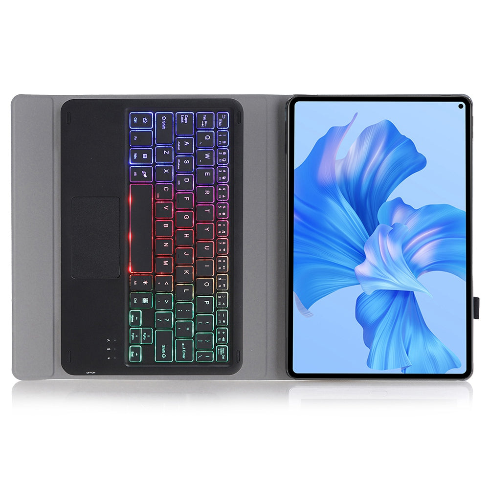 AHW12-AS For Huawei MatePad Pro 11 (2022) 3-Color Backlit Bluetooth Keyboard with TouchPad PU Leather+TPU Anti-Fall Case