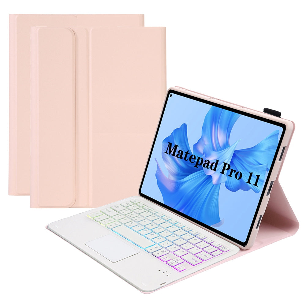 AHW12-AS For Huawei MatePad Pro 11 (2022) 3-Color Backlit Bluetooth Keyboard with TouchPad PU Leather+TPU Anti-Fall Case