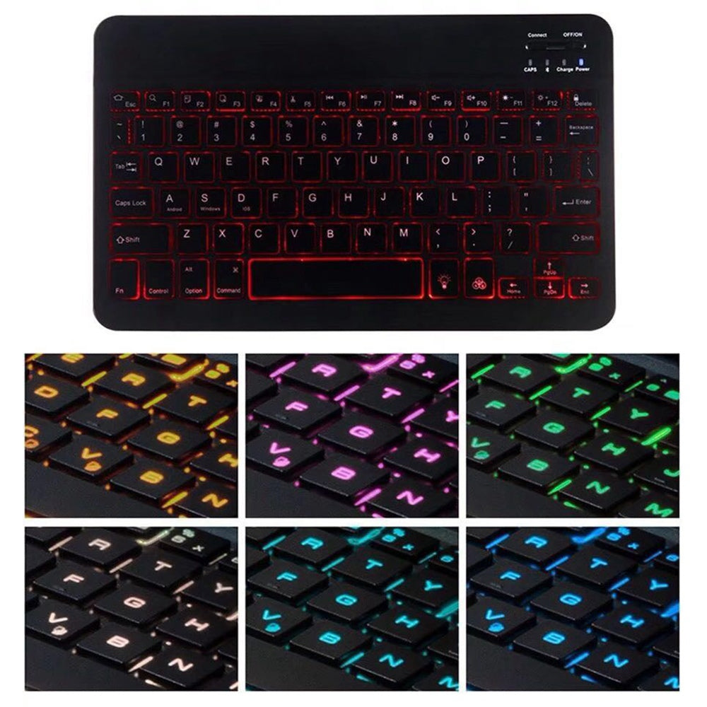SK-T500D For Samsung Galaxy Tab A7 10.4 (2020) SM-T500 / T505 / T505N / T507 2 in 1 PU Leather Anti-Drop Case + Detachable Bluetooth Keyboard with Colorful Backlit