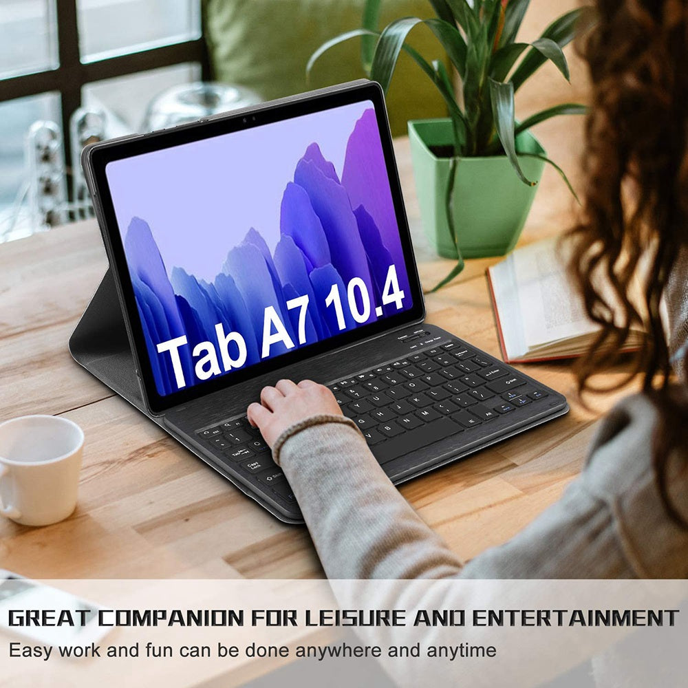SK-T500D For Samsung Galaxy Tab A7 10.4 (2020) SM-T500 / T505 / T505N / T507 2 in 1 PU Leather Anti-Drop Case + Detachable Bluetooth Keyboard with Colorful Backlit