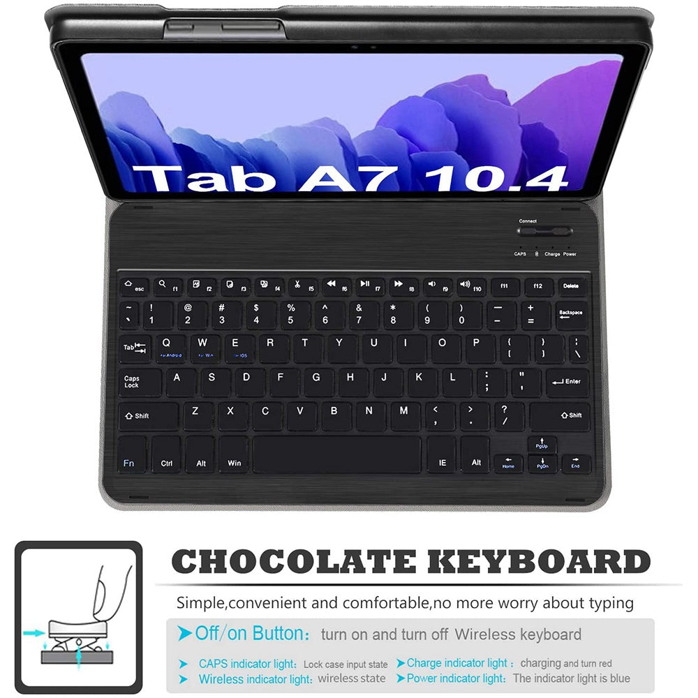 SK-T500D For Samsung Galaxy Tab A7 10.4 (2020) SM-T500 / T505 / T505N / T507 2 in 1 PU Leather Anti-Drop Case + Detachable Bluetooth Keyboard with Colorful Backlit