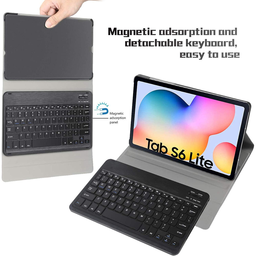 SK-P610 For Samsung Galaxy Tab S6 Lite (SM-P610) Detachable Bluetooth Keyboard PU Leather Protective Cover Anti-Fall Wireless Keyboard Case
